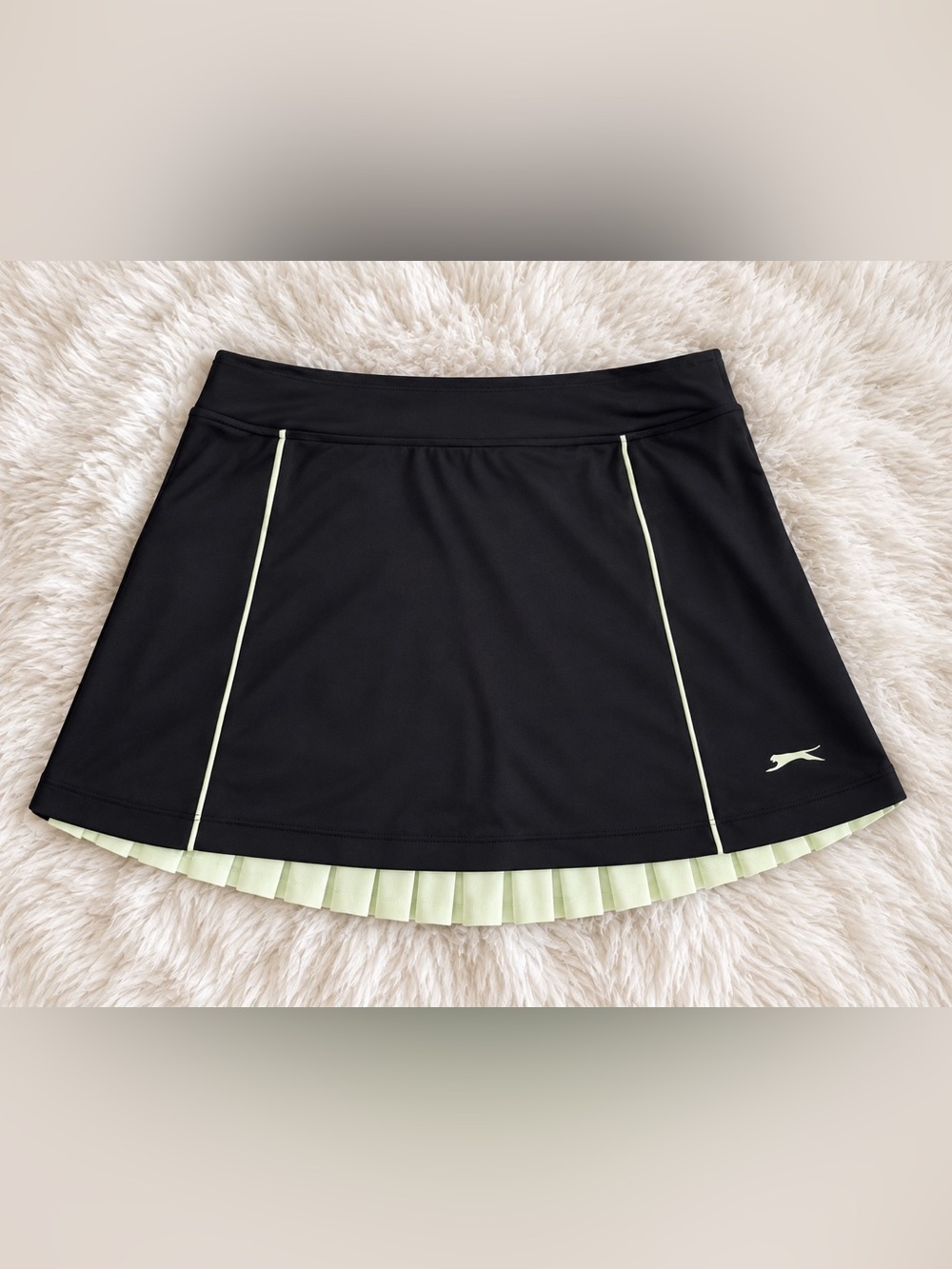 Slazenger Black Skirt with Green Pleat Detail